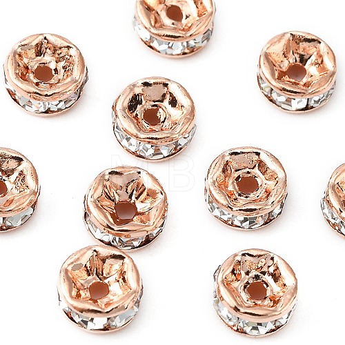 Brass Rhinestone Spacer Beads RB-YW0001-04B-01RG-1