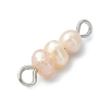 Natural Cultured Freshwater Pearl Connector Charms PALLOY-JF02264-02-3