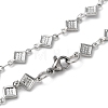 304 Stainless Steel Rhombus Link Chain Necklaces NJEW-H019-03P-3
