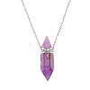 1Pc Natural Amethyst Faceted Pointed Bullet Shaped Perfume Bottle Pendant Necklaces NJEW-FH0001-38P-01-1
