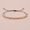 Glass & Brass Round Beads Braided Bead Bracelets RD6595-13-1