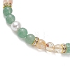 3Pcs Natural Mixed Gemstone & Shell Pearl Round Beaded Braided Bead Bracelets BJEW-JB13392-4