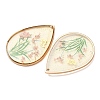 Brass & Transparent Epoxy Resin & Dried Flower Pendants RESI-G133-02G-01-2