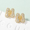 Brass Micro Pave Cubic Zirconia Stud Earrings EJEW-Z091-04G-M-1