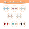 32Pcs 8 Colors Brass Glass Connector Charms GLAA-DC0001-15-3