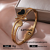 304 Stainless Steel Black Enamel Hinged Cuff Bangles with Crystal Rhinestone for Women YK2931-3-1