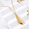 304 Stainless Steel Teardrop Pendant Cable Chain Necklaces for Women NJEW-A038-01G-3