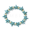 Synthetic Turquoise & Non-magnetic Hematite Beads Stretch Bracelets for Women Men BJEW-JB13726-02-2