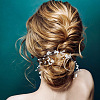 GOMAKERER 1Pc Wedding Bridal Flower Pearl Headband OHAR-GO0001-07-5
