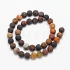 Frosted Round Natural Picture Jasper Beads Strands G-N0166-48-10mm-3