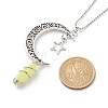 Natural Lemon Jade Bullet with Alloy Moon and Star Pendant Necklace NJEW-JN03912-03-7