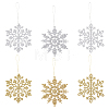 12 Sets 6 Style Christmas Snowflake Plastic Pendant Decoration AJEW-GA0006-04-1