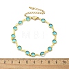 304 Stainless Steel Flat Round Acrylic Rhinestone Cup Chain Anklets for Women AJEW-B031-02G-03-5