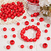 Spray Painted/Dyed Round Natural Schima Wood Beads WOOD-PA0001-80-4