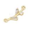 Brass Clear Cubic Zirconia Connector Charms KK-Z094-06G-02-2