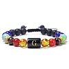 7 Chakra Natural Mixed Gemstone & Lava Rock & Glass Beads Ajustable Bracelets MO5857-7-1