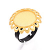Adjustable Flower Alloy & Iron Bezel Cup Ring Base with Rotatable Tray MAK-T012-08G-1