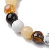 8.5mm Round Natural Topaz Jade & Howlite & Tiger Eye & Citrine Bead Stretch Bracelets for Women BJEW-JB10944-02-3