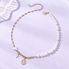 Brass Micro Pave Clear Cubic Zirconia Virgin Cross Pendant Necklaces NJEW-JN05980-1