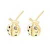 Brass Micro Pave Colorful Cubic Zirconia Stud Earrings EJEW-C186-19G-02-4