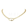 Brass Cable Chain Necklaces with Brass Micro Pave Clear Cubic Zirconia Oval Screw Carabiner Lock Charms NJEW-JN06422-4