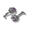 Angel Brass Natural Amethyst Pendants KK-D361-02AS-27-2