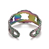 Rainbow Color Ion Plating(IP) 304 Stainless Steel Oval Open Cuff Ring for Women RJEW-A005-39MC-3