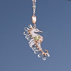 Wire Wrapped Glass Beads & Metal Sea Horse Hanging Ornaments PW-WG0697F-01-1