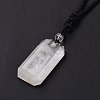 Adjustable Natural Quartz Crystal Rectangle Pendant Necklace with Nylon Cord for Women NJEW-L171-03G-4