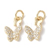 Brass Micro Pave Clear Cubic Zirconia Pendants KK-Q031-46G-03-1