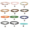12Pcs 12 Colors Gemstone Round Bead Bracelets BJEW-PH02034-1