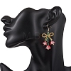 Flower with Bowknot Handmade Glass Seed Beads Dangle Earrings EJEW-MZ00655-5