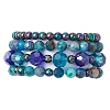 4Pcs Round Natural Chrysocolla & Lapis Lazuli Beads Stretch Rings for Unisex RJEW-JR00750-1