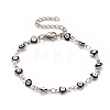 Enamel Heart with Evil Eye Link Chains Bracelet BJEW-P271-06P-04-1