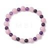 3Pcs Natural Quartz & Rose Quartz Beads Stretch Bracelet for Women BJEW-JB13153-3
