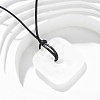 Natural Quartz Crystal Square Pendants Black PU Leather Cord Necklaces NJEW-K285-01A-1