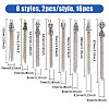 16Pcs 8 Styles Tibetan Style Zinc Alloy Tassels Big Pendants TIBEP-PH0001-91-2