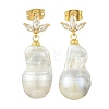 Brass Micro Pave Cubic Zirconia Stud Dangle Earrings for Women EJEW-JE07279-01-2