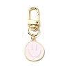 Smiling Face Enamel Pendant Decorations KEYC-WH0036-08LG-06-1