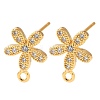 Brass Rhinestone Stud Earring Findings RB-CBA7264-01G-1