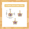 10Pcs 5 Colors Brass Micro Pave Colorful Cubic Zirconia Pendants ZIRC-DC0001-20-2