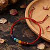 7 Chakra Round Gemstone Braided Bead Adjustable Nylon Cord Bracelets for Daily Wear QK8990-2