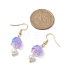 Flower Transparent Spray Painted Glass Dangle Earrings EJEW-JE05742-3