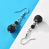 Natural Lava Rock Bead Dangle Earrings EJEW-JE02144-01-4