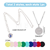 3Pcs 3 Styles Stainless Steel Hollow Essential Oil Diffuser Locket Pendant Necklaces NJEW-HS0001-26C-2