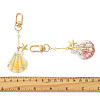 Natural Scallop Shell & Brass Rhinestone Pendant Decorations HJEW-TA00459-3