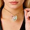 Brass Colorful Enamel Hollow Flower Butterfly Heart Locket Pendant Necklaces for Women WG264A9-01-2
