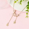 Natural Rose Quartz Chip Beads Moon Pendant Brass Cable Chain Necklaces for Women NJEW-TA00257-03-1