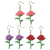 3 Pairs Flower Handmade Glass Seed Beads Dangle Earrings EJEW-MZ00684-2