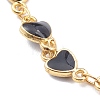 Alloy Enamel Heart Link Chain Anklets AJEW-AN00398-2